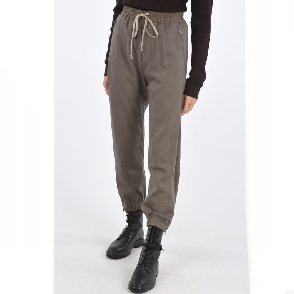 NWT Rick Owens Track Pant Ankle Zip Virgin Wool Dust Grey 10
